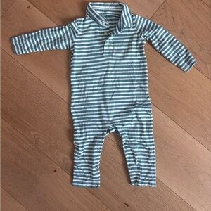 Primary Green and White Striped Polo Bodysuit